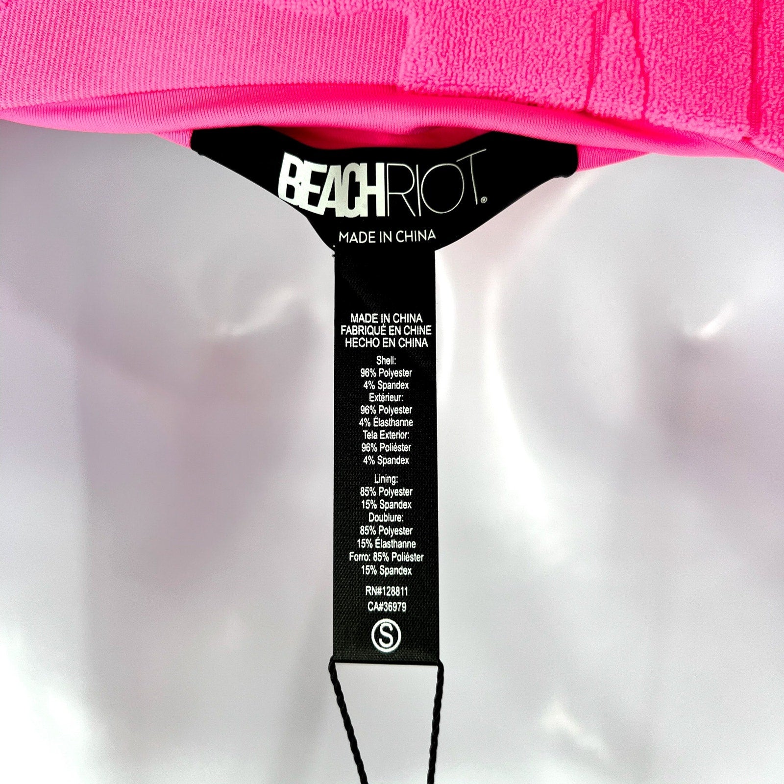 BEACH RIOT Women's Athena One-Piece Swimsuit Small Bright Pink Print Terry NWT