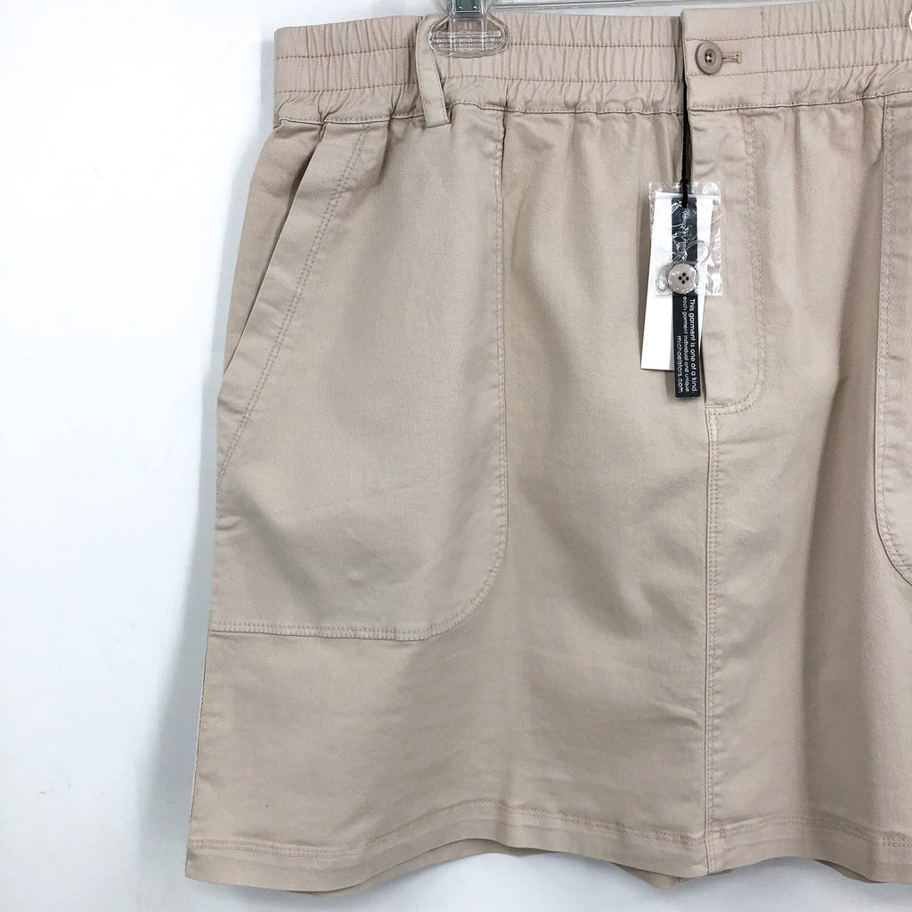 MICHAEL STARS Women's Monroe Twill Miniskirt 1X Khaki Cement Pockets Stretch NWT
