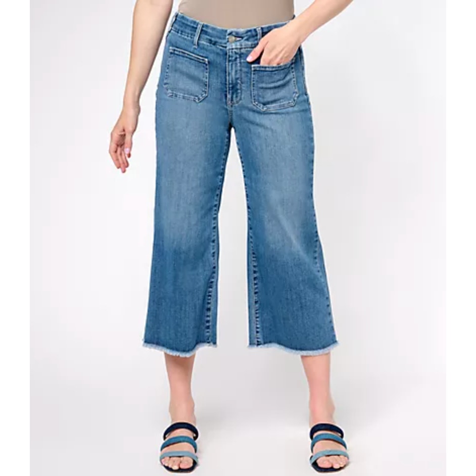 NYDJ Womens Patchie Major Wide Leg Capri Jeans Size 6 Compass Blue NWT