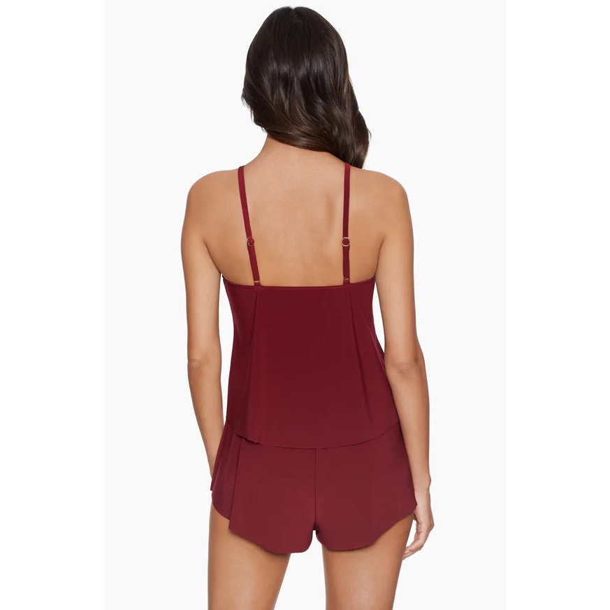 MAGICSUIT Halo Effect Missy Romper Swimsuit Size 10 Red Merlot One Piece NWT