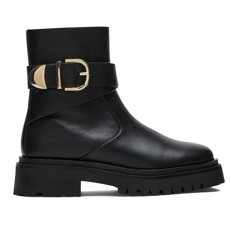 Steve Madden Womens Lonny Ankle Booties US 7.5 EU 38 Black Leather NIB