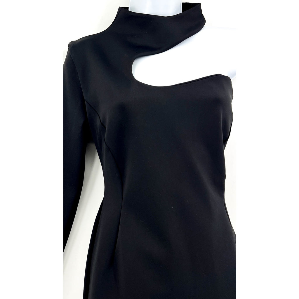 MOTHER OF ALL Women's Sydney Midi Dress Medium Black Cut Out Long Sleeve NWT