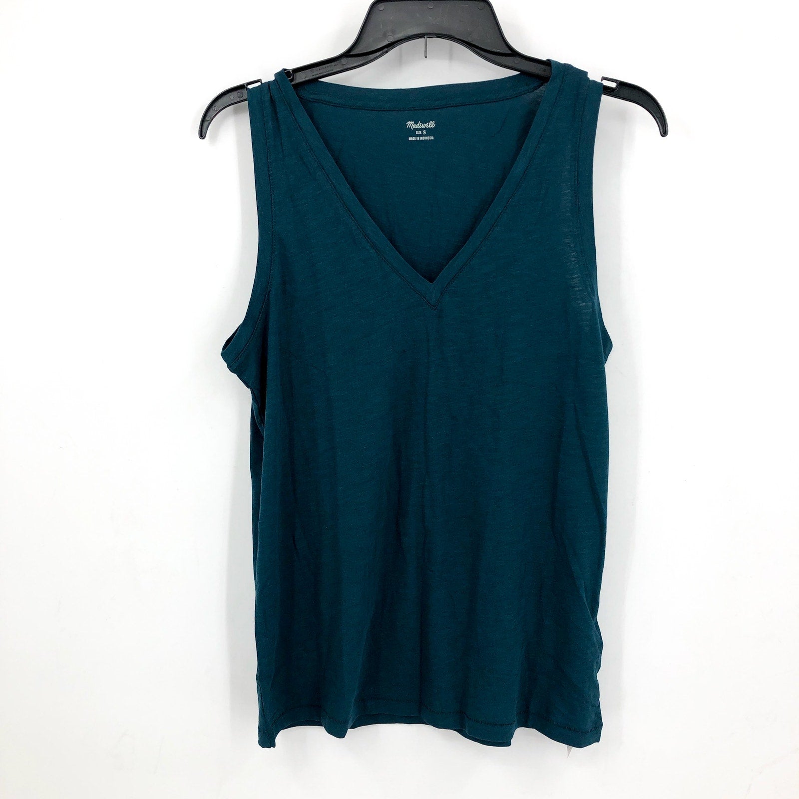 MADEWELL Women's Whisper Cotton V Neck Tank Top Small Mineral Blue NWT MD045