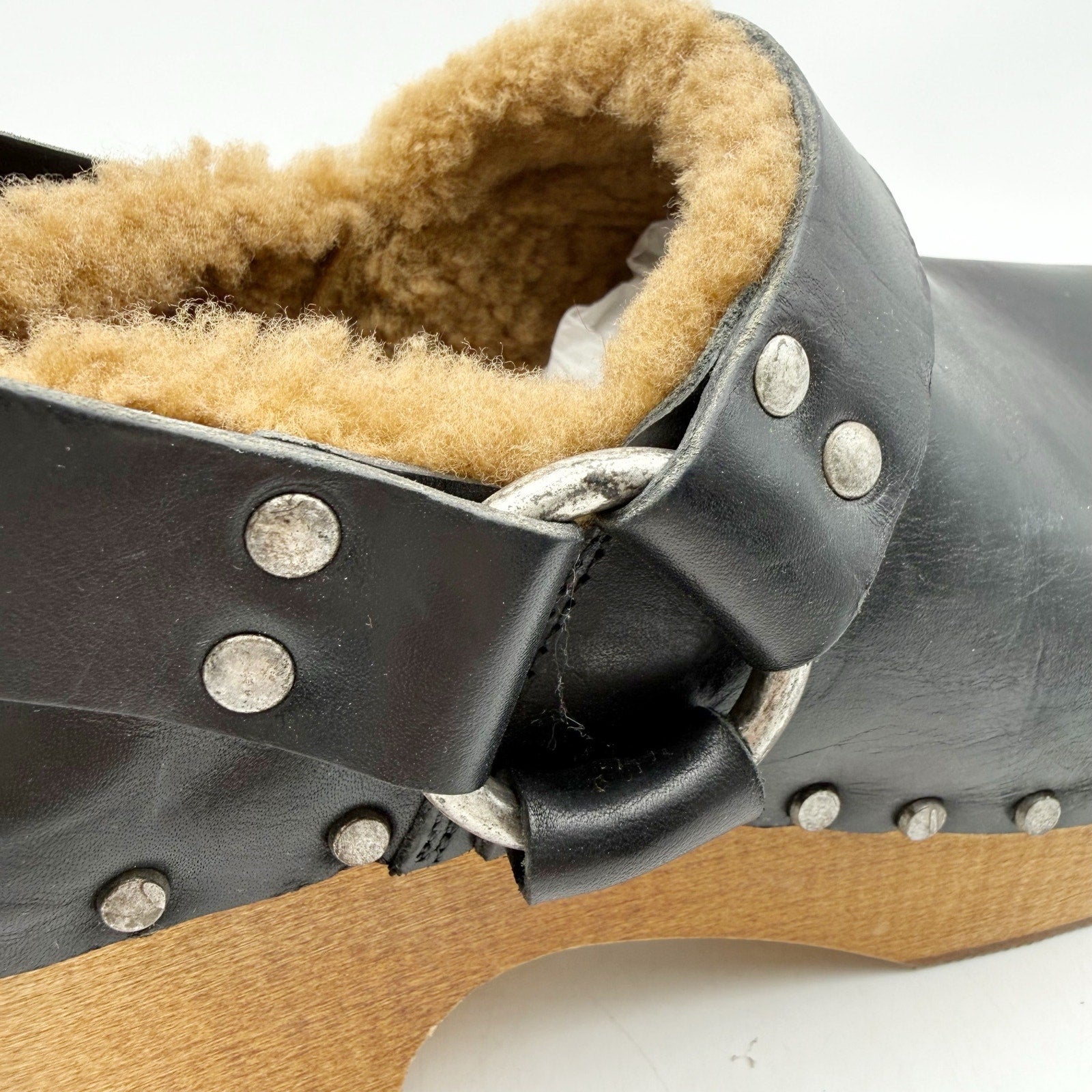 RE/DONE Womens 70s Slingback Clogs EU 40 US 10 Black Leather Studded NWOB