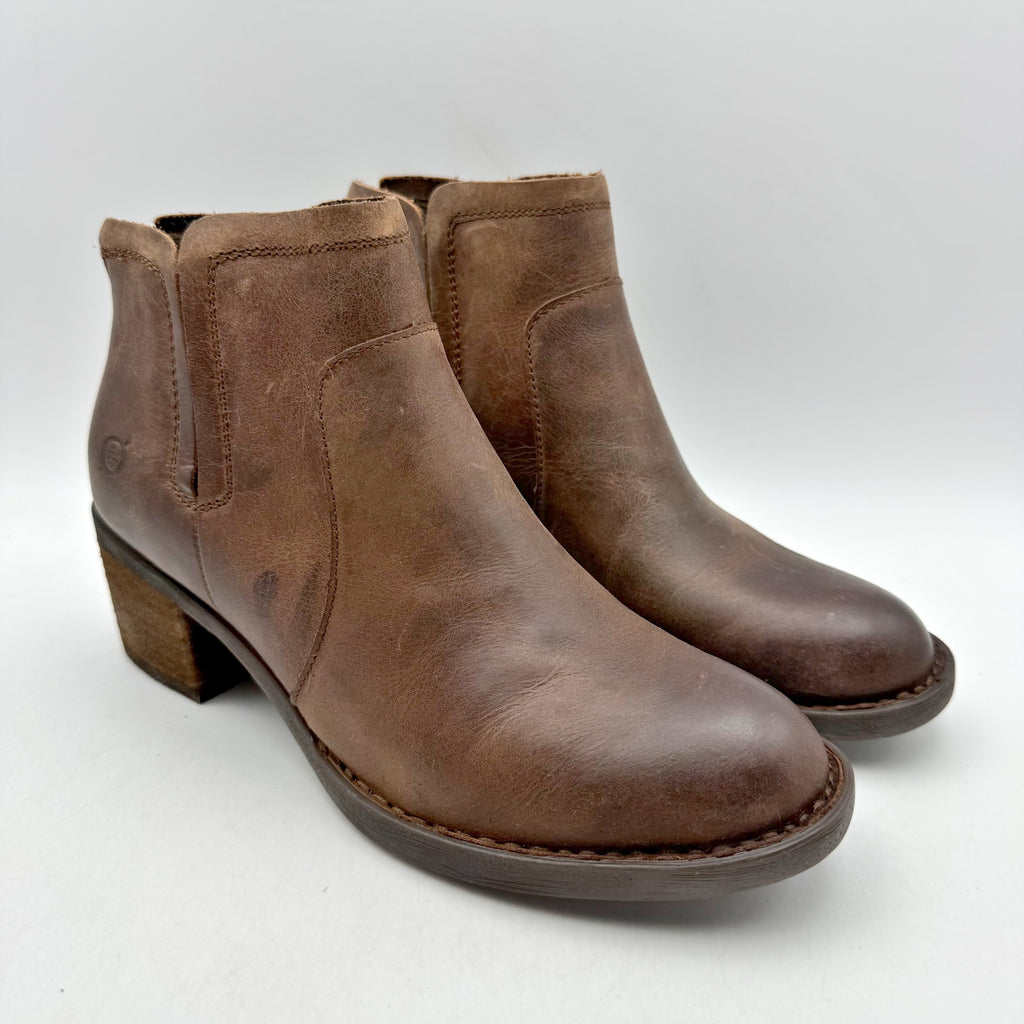 Born Womens Reece Ankle Booties Size 6.5 M EU 37 Brown Leather Boots NIB