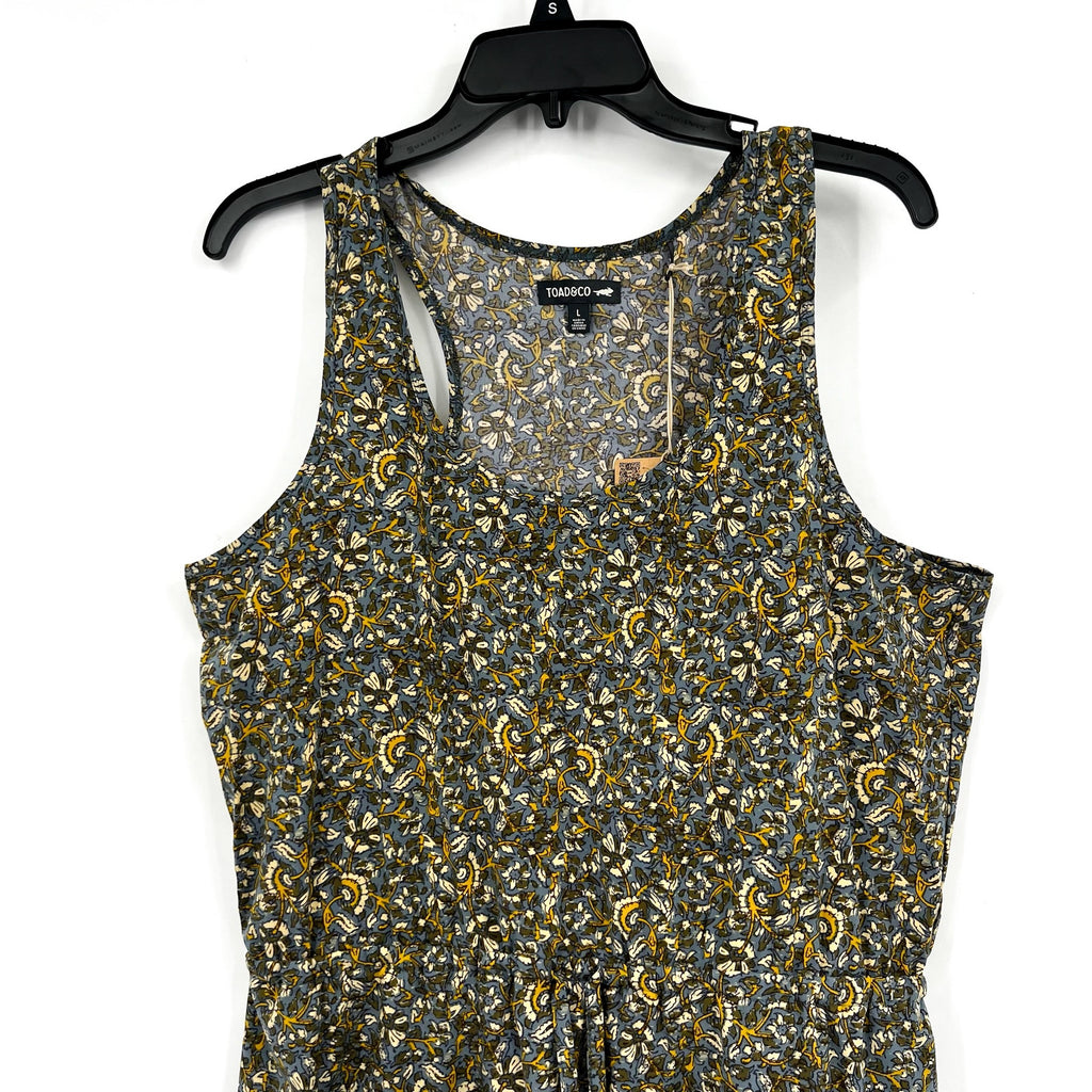 TOAD & CO Womens Sunkissed Livvy Tank Dress Large Green Black Floral NWT