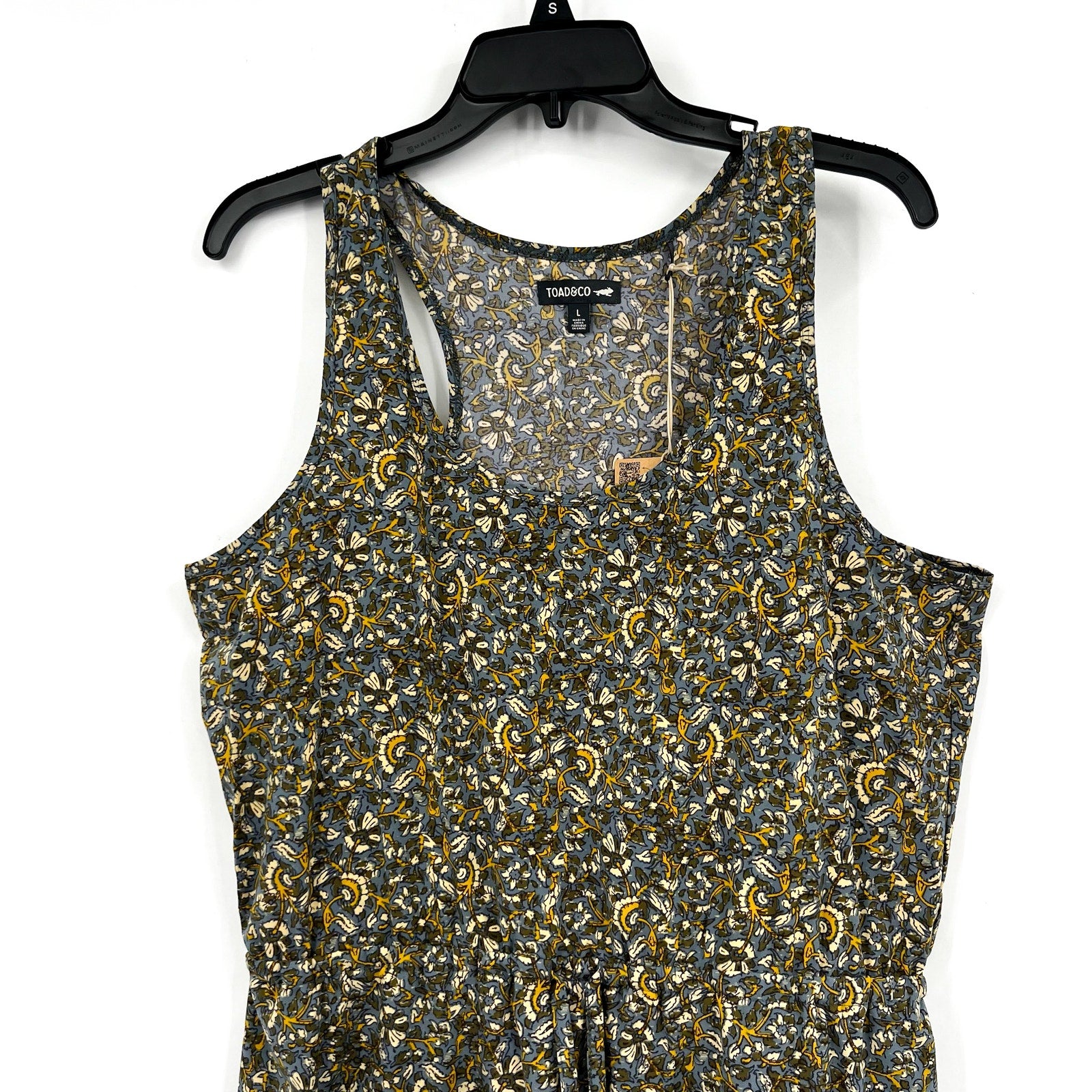 TOAD & CO Womens Sunkissed Livvy Tank Dress Large Green Black Floral NWT