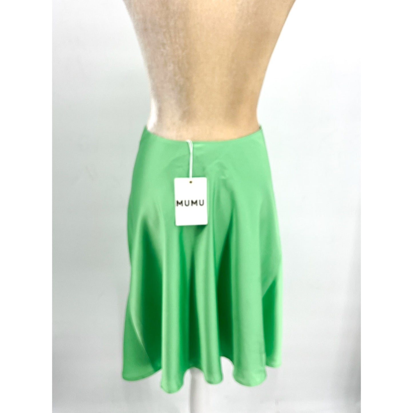 SHOW ME YOUR MUMU Jasmine Tie Mini Dress XL Green Satin Open Back NWT