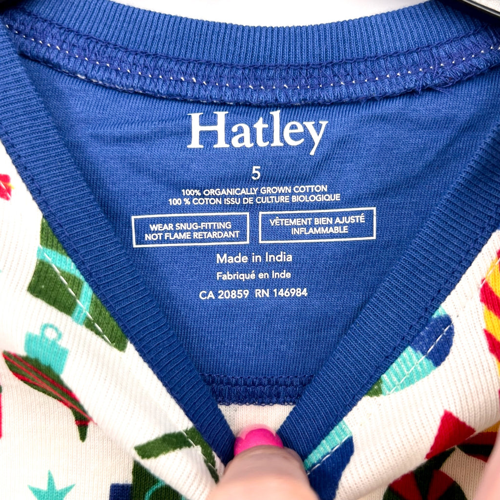 HATLEY Boy's Falala Pajama Set Size 5 Blue Printed Long Sleeve Holiday NWT