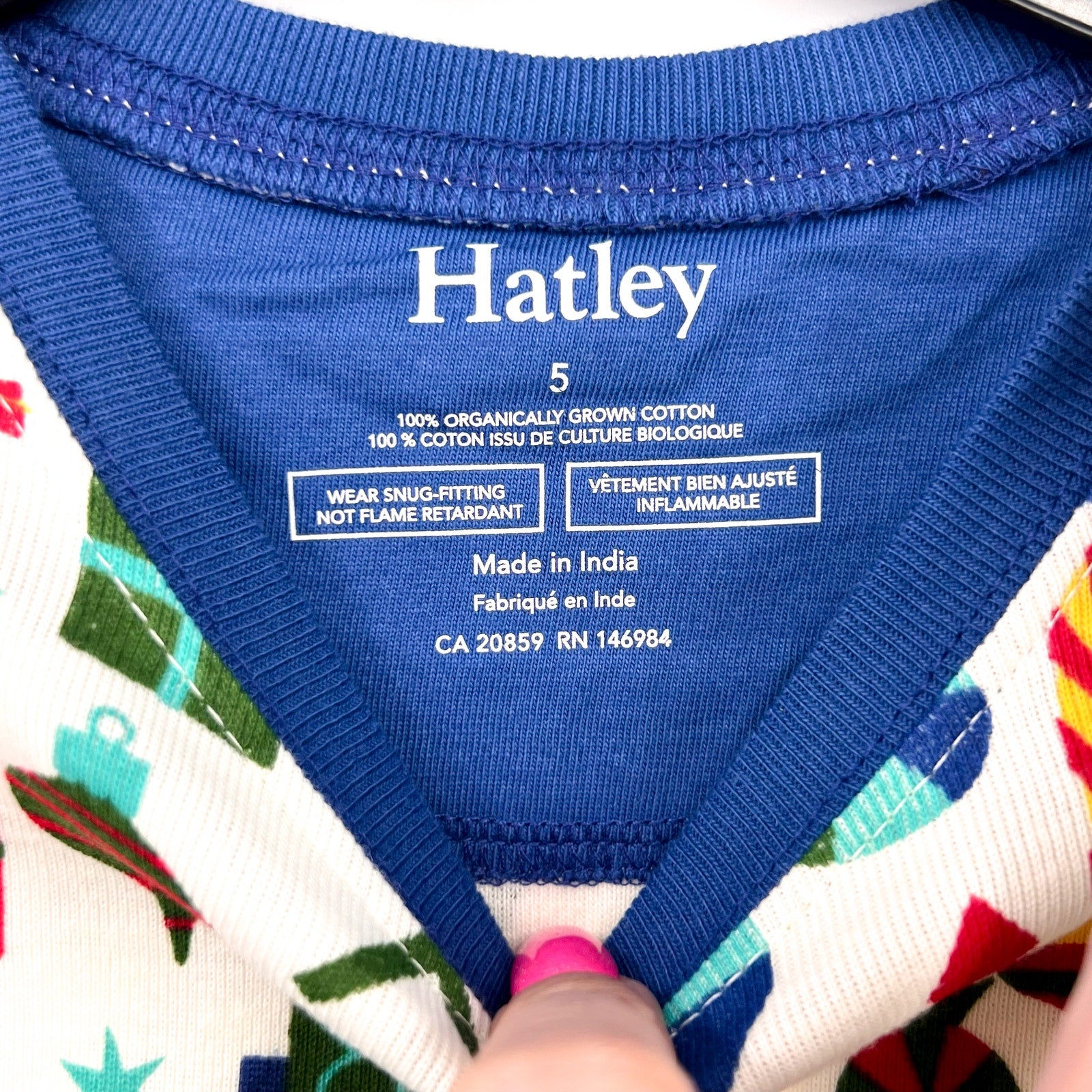 HATLEY Boy's Falala Pajama Set Size 5 Blue Printed Long Sleeve Holiday NWT