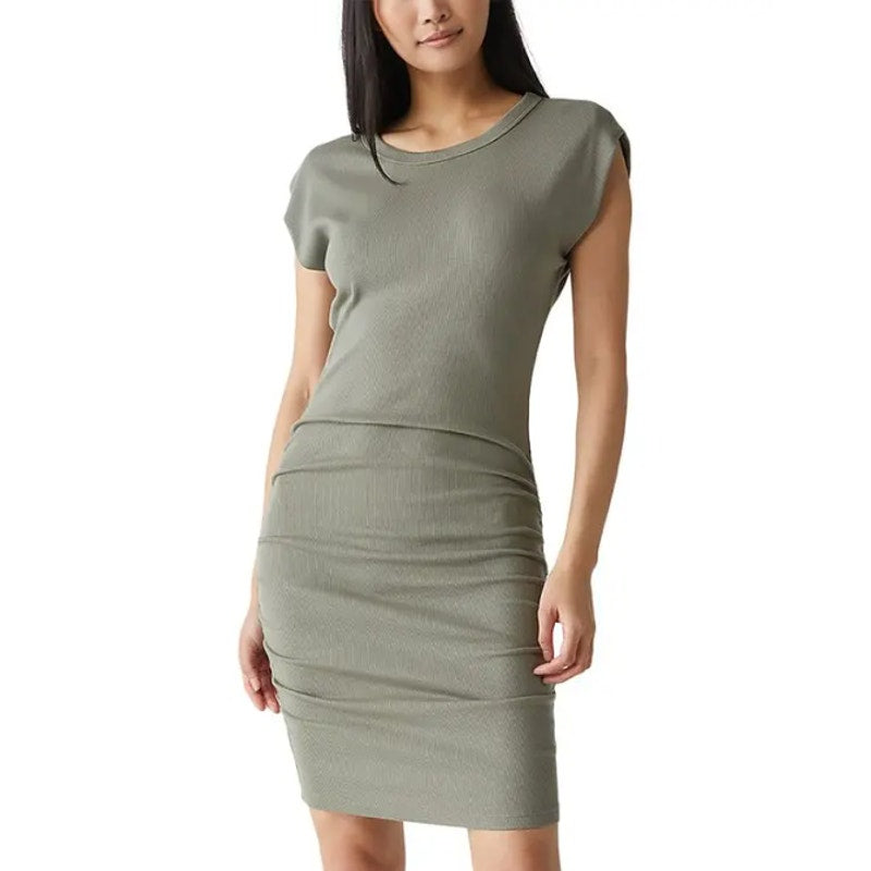 MICHAEL STARS Womens Ricci T-Shirt Dress Small Olive Green Short Sleeve NWT