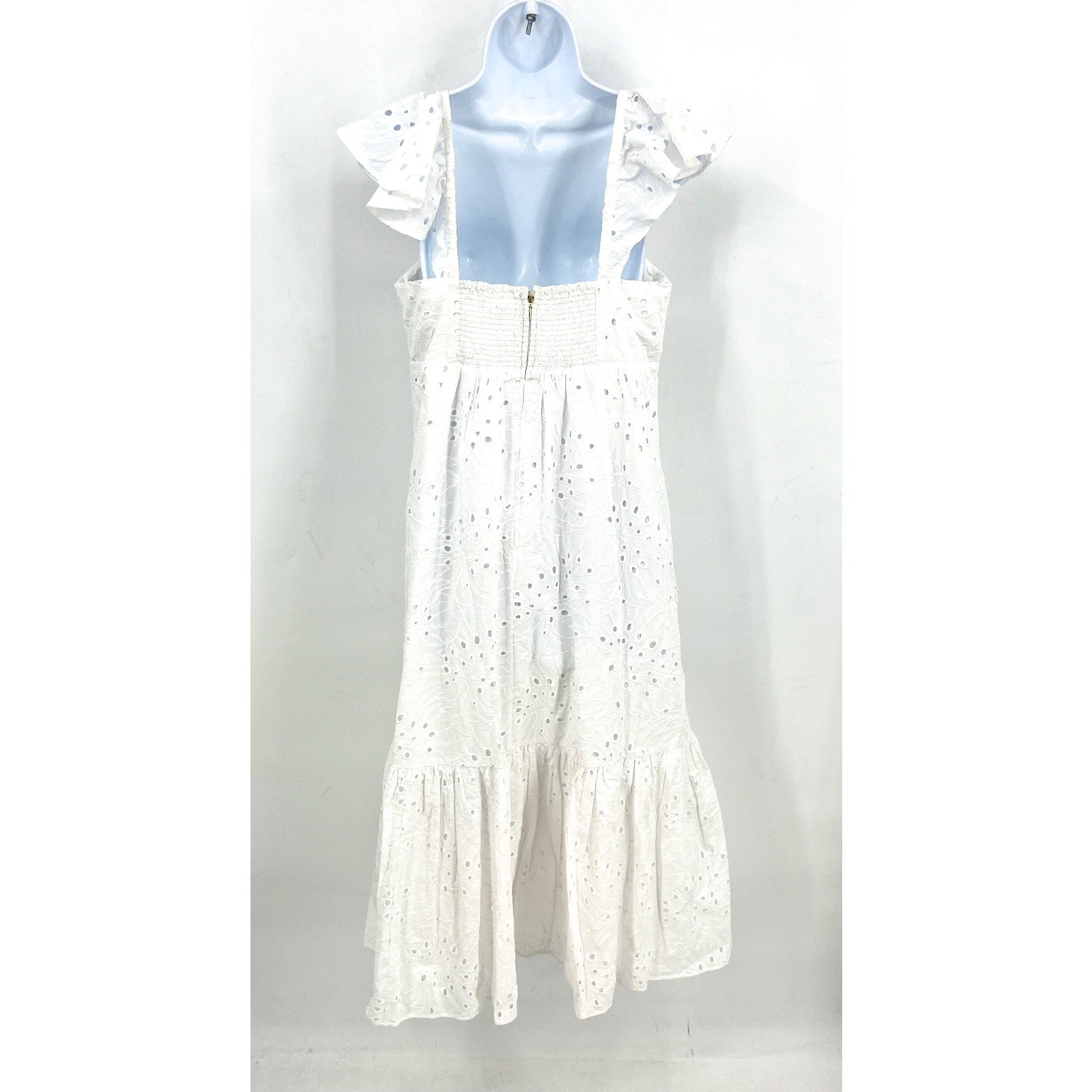 LILLY PULITZER Lantana Eyelet Midi Dress Size 10 Resort White Flutter Sleeve NWT
