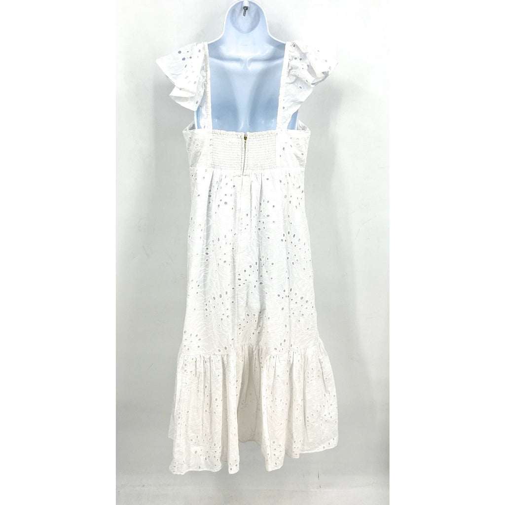 LILLY PULITZER Lantana Eyelet Midi Dress Size 10 Resort White Flutter Sleeve NWT