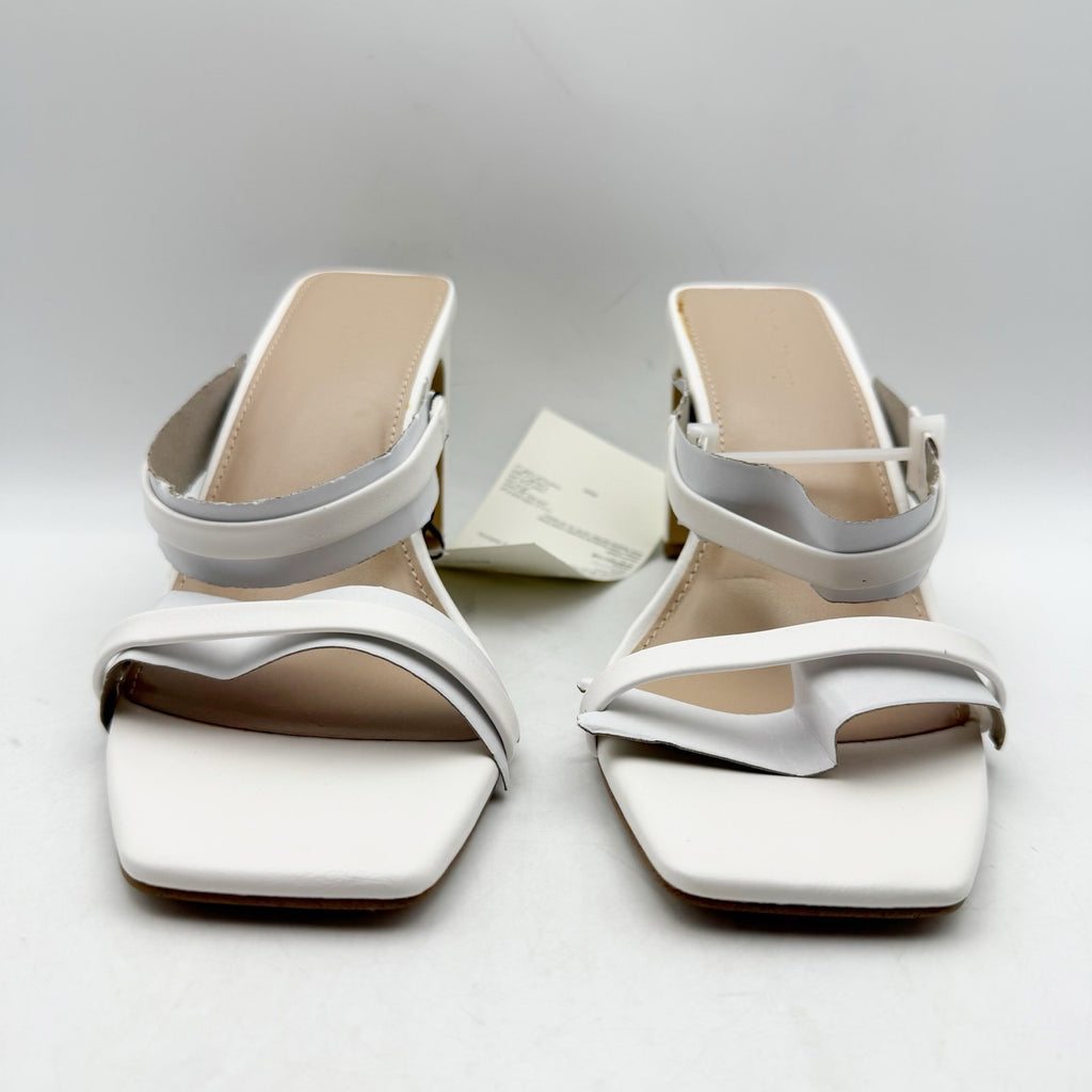 The Drop Womens Avery Heeled Sandals Size 7 White 2-Strap Block Heel NWOB