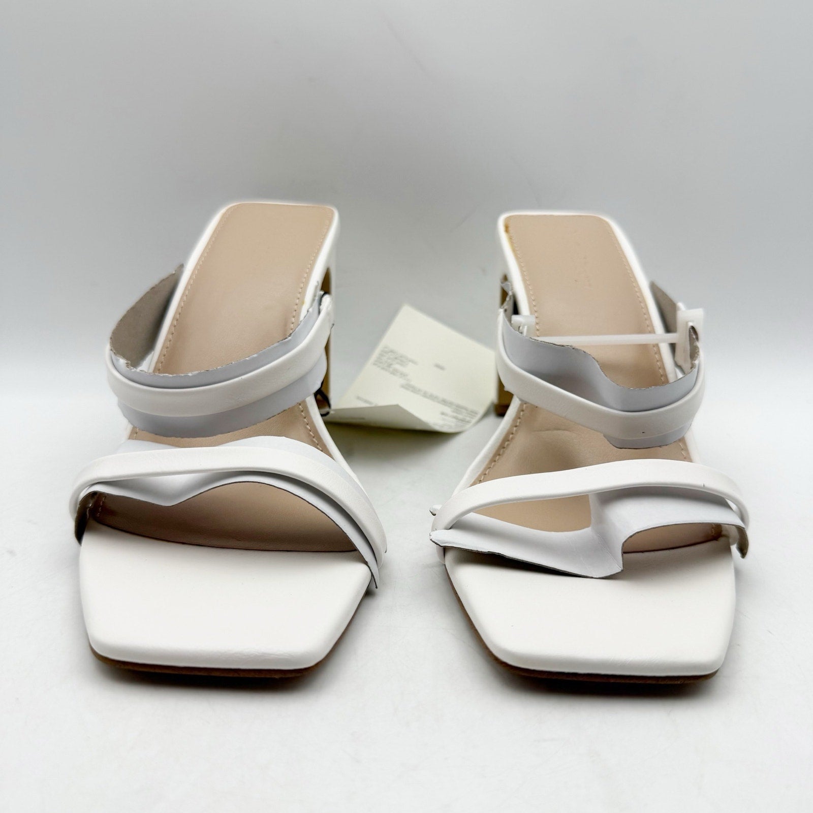 The Drop Womens Avery Heeled Sandals Size 7 White 2-Strap Block Heel NWOB