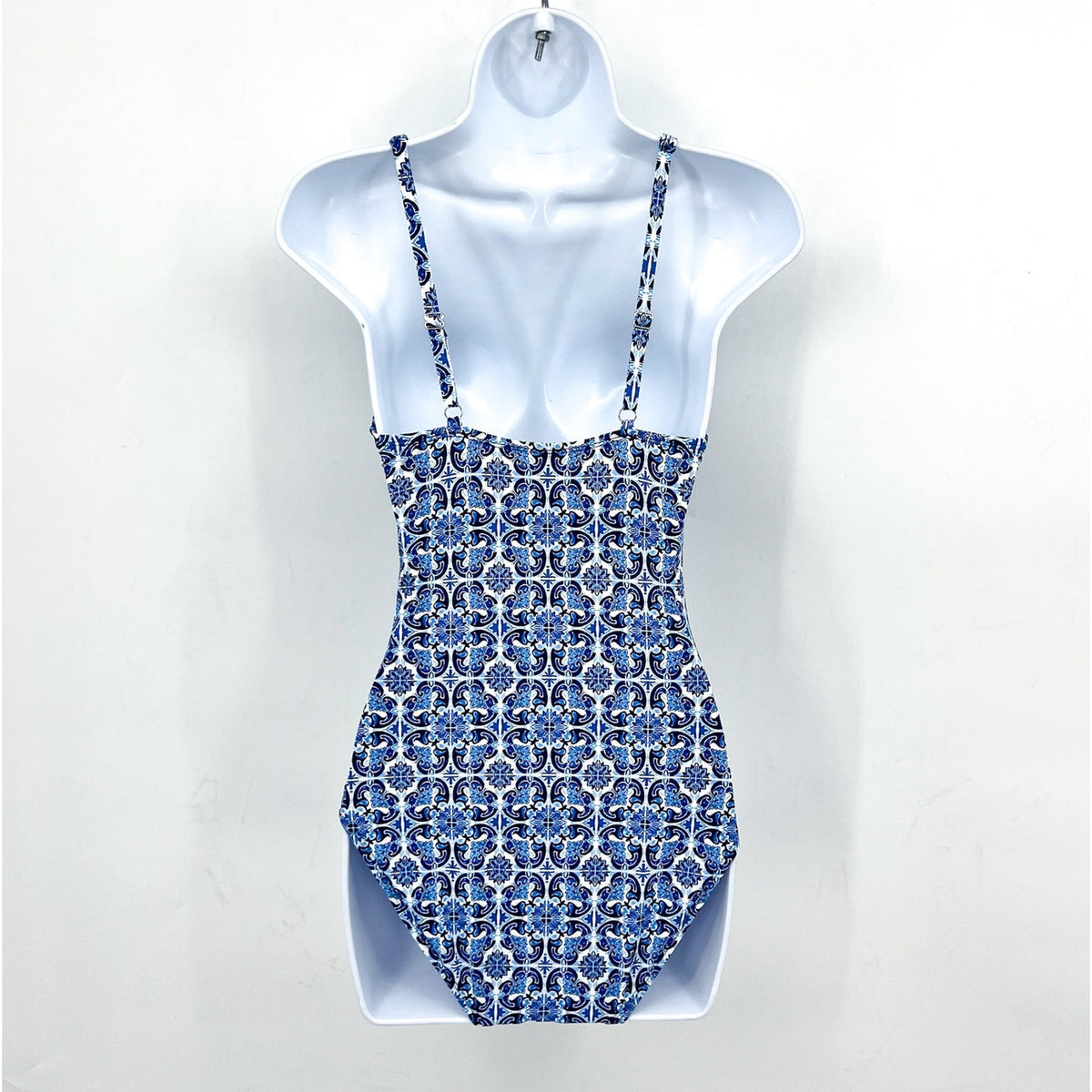 TOMMY BAHAMA Terrazzo Tile One-Piece Swimsuit Size 6 Palace Blue Tie-Front NWT