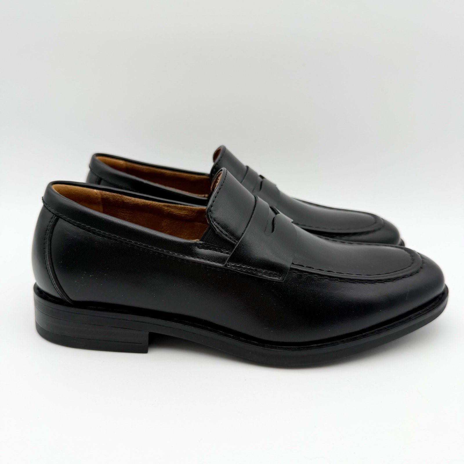 Florsheim Kids Boys Rucci Moc Toe Penny Loafers US 1.5 M Black Leather NIB