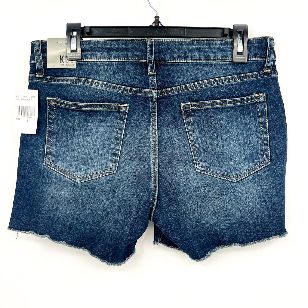KUT FROM THE KLOTH Gidget Fray Jean Shorts Size 8 Dark Blue Denim NWT