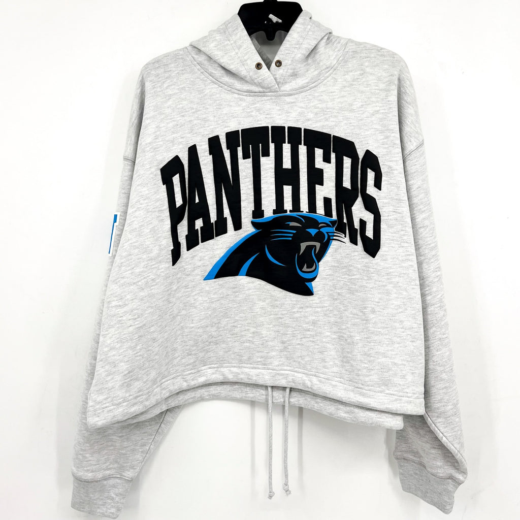47 BRAND Womens Carolina Panthers High Hopes Hoodie Large Grey Sweatshirt NWT