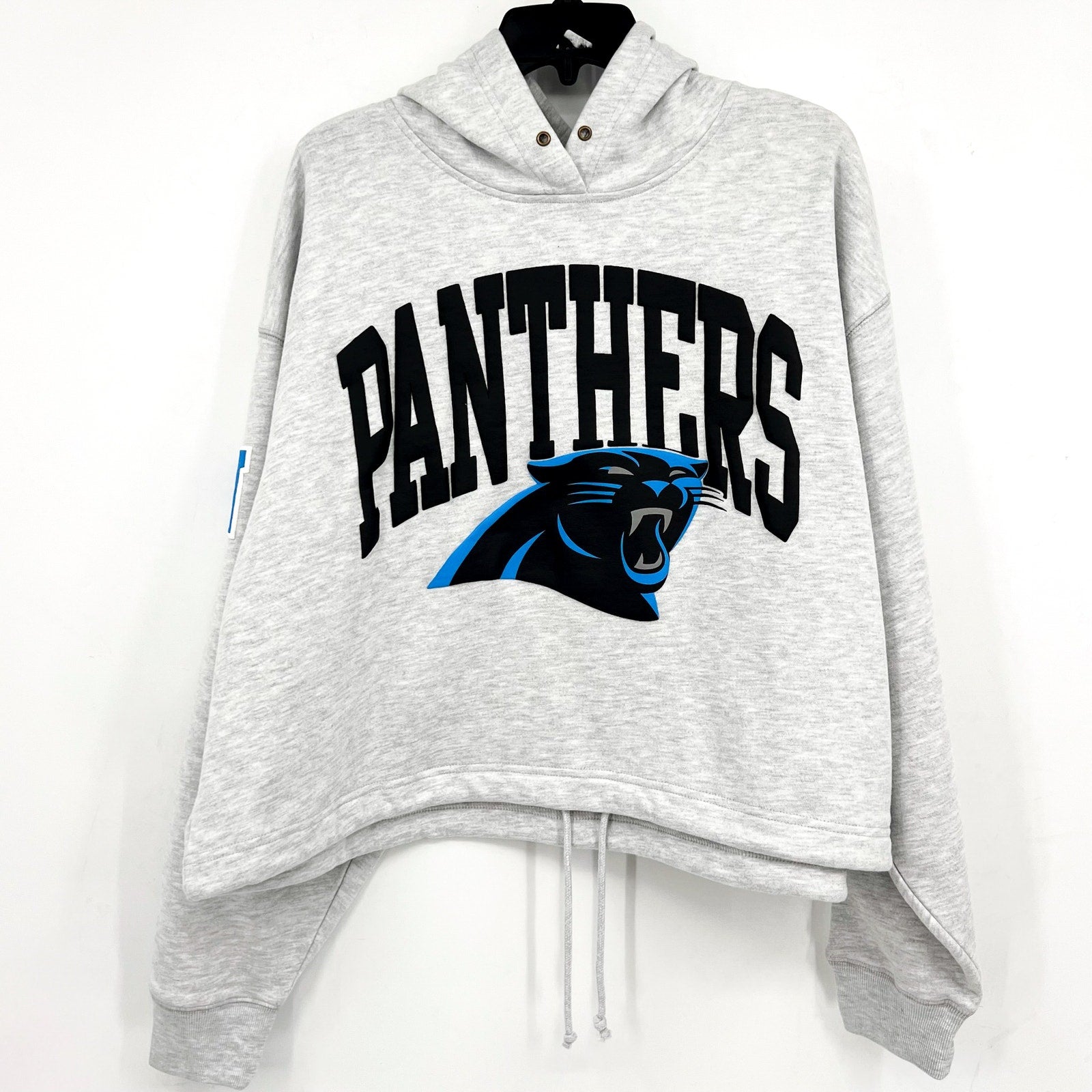 47 BRAND Womens Carolina Panthers High Hopes Hoodie Large Grey Sweatshirt NWT