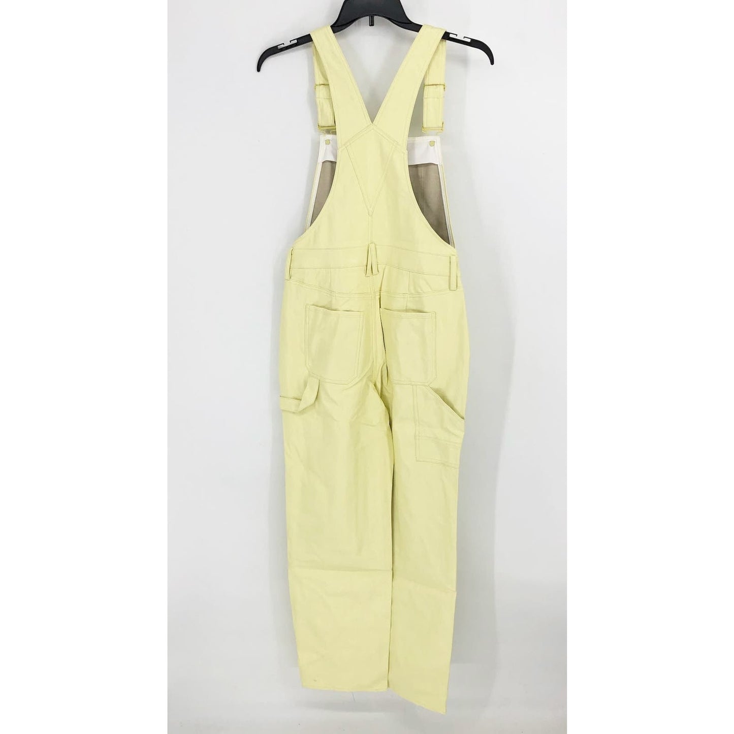 GOOD AMERICAN Better Than Leather Straight Leg Overalls US 6 Key Lime Green NWT