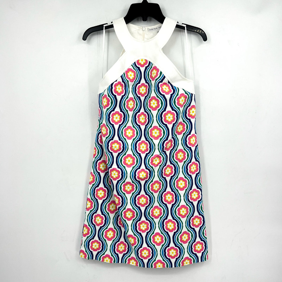 TRINA TURK Women's Halter Triton Dress Size 4 Gulfstream White Multi Floral NWT