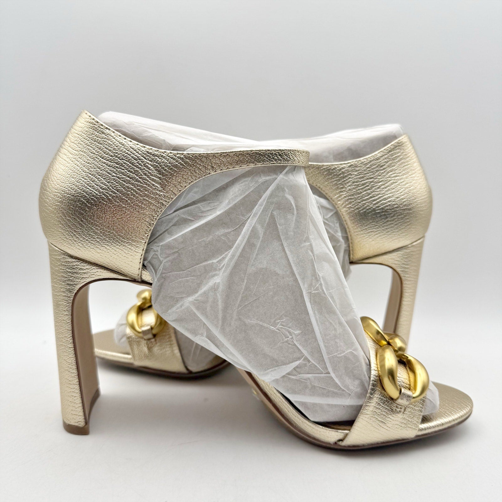 Vince Camuto Womens Aurelia Heel Sandals Size 12 M EU 43.5 Gold Leather NIB