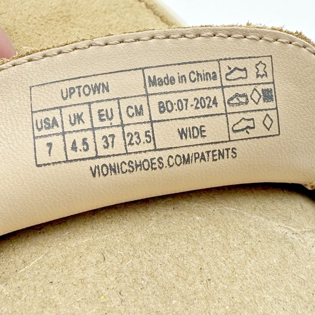 VIONIC Womens Uptown Loafers Size 7 Wide Sand Tan Suede Slip On NIB