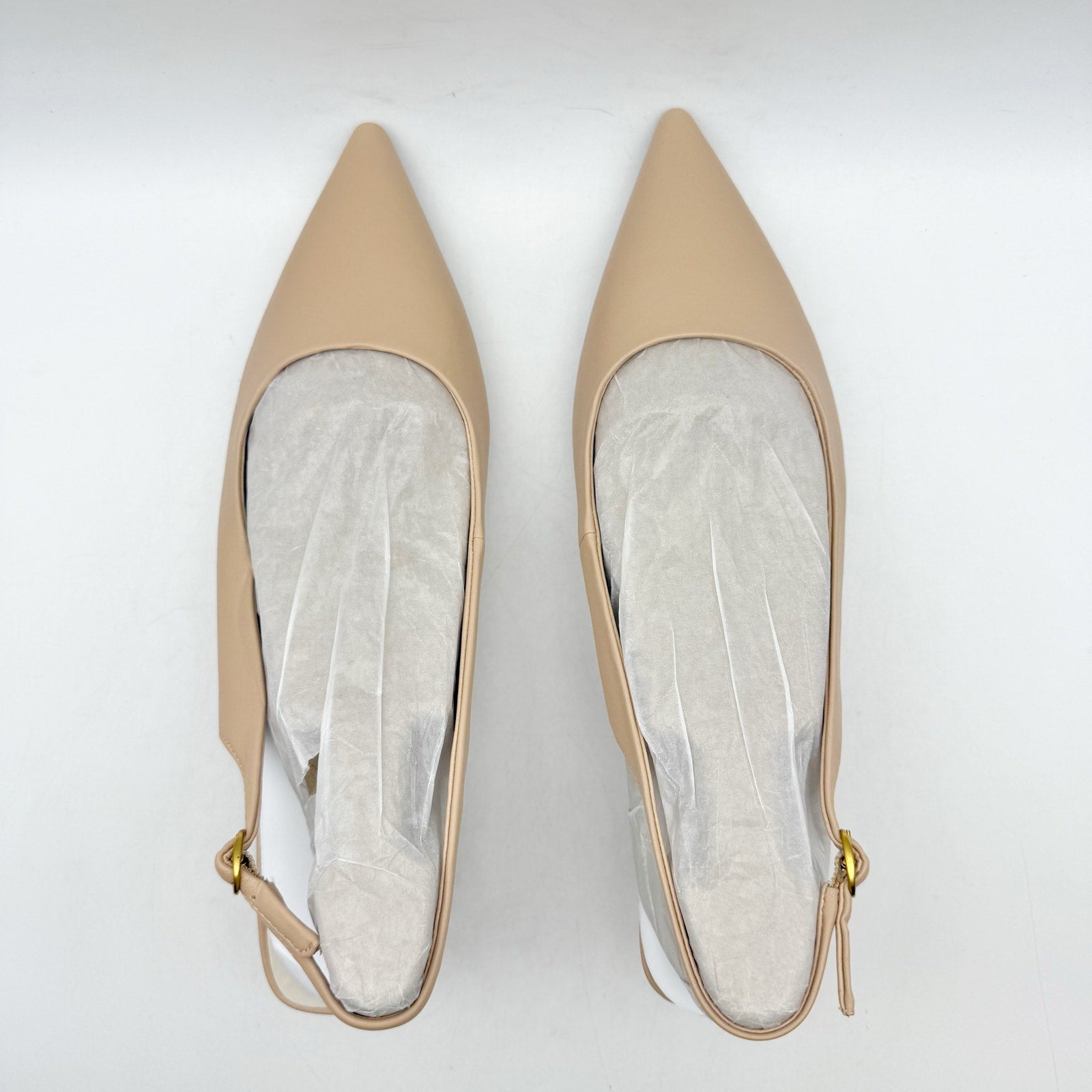 Franco Sarto Womens Jaden Slingback Pumps US 9.5 Wide EU 40.5 Nude Beige NIB