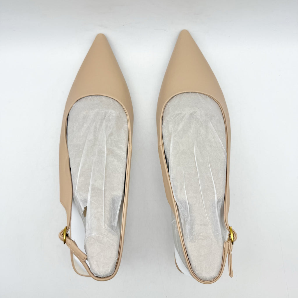 Franco Sarto Womens Jaden Slingback Pumps US 9.5 Wide EU 40.5 Nude Beige NIB