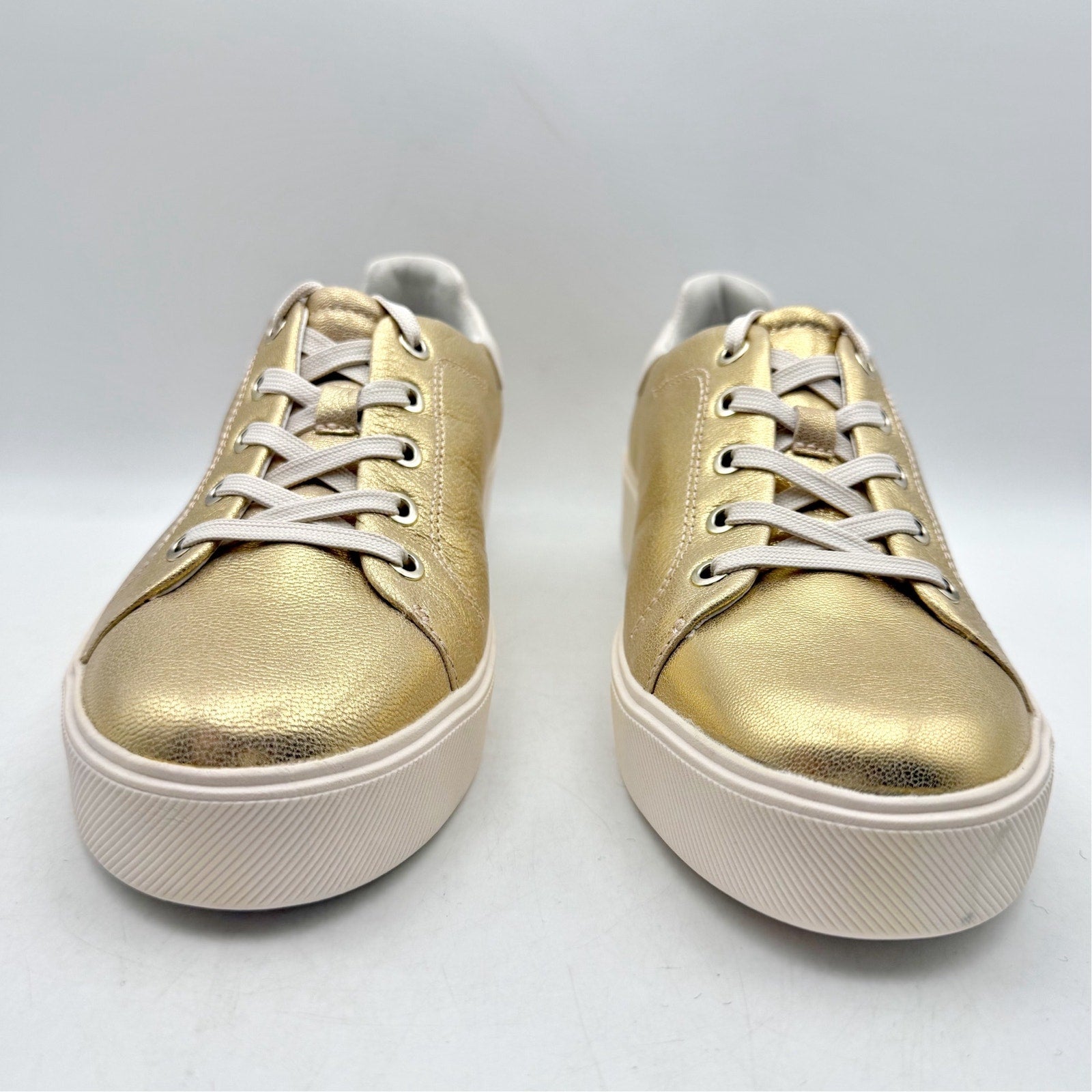 Naturalizer Womens Morrison 2.0 Platform Sneaker US 7.5 Wide Gold Leather NWOB