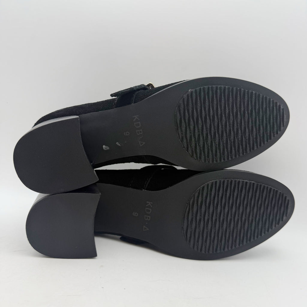 Kelsi Dagger Womens Caleb Mary Jane Heels Size 9 EU 39.5 Black Cow Suede NWOB