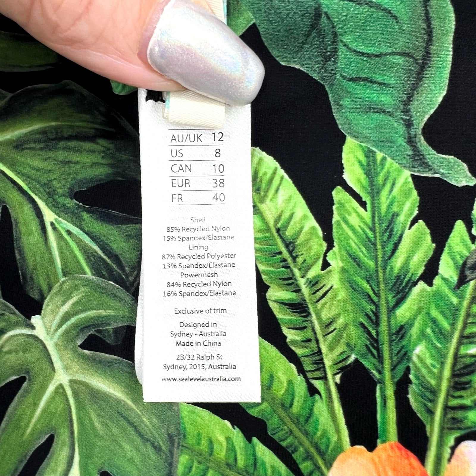 SEA LEVEL SWIM Women's Lotus Mid Rise Bikini Bottom Size 8 Black Green Print NWT
