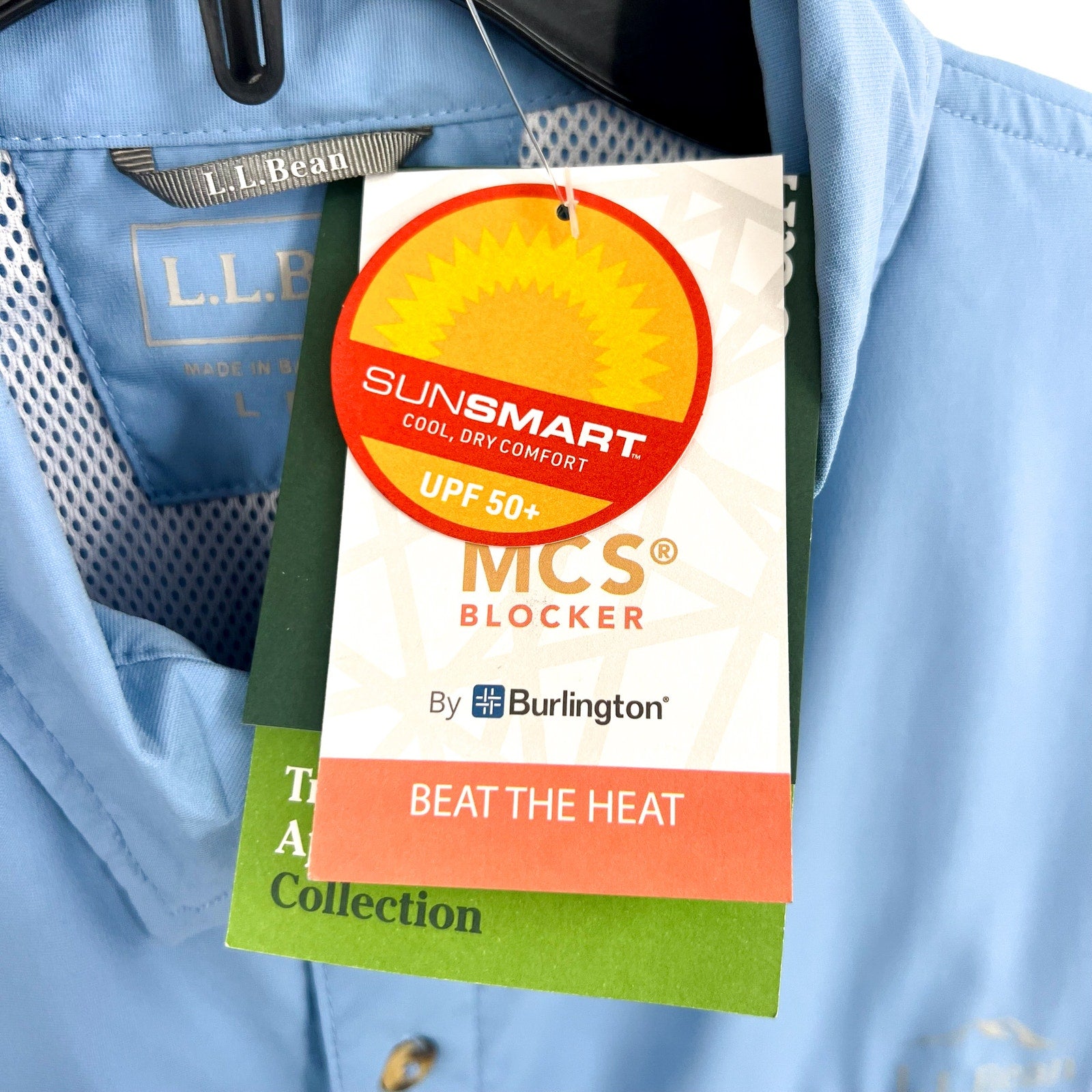 L.L. BEAN Mens Tropicwear Shirt Large Soft Blue Button Down Casual Outdoors NWT