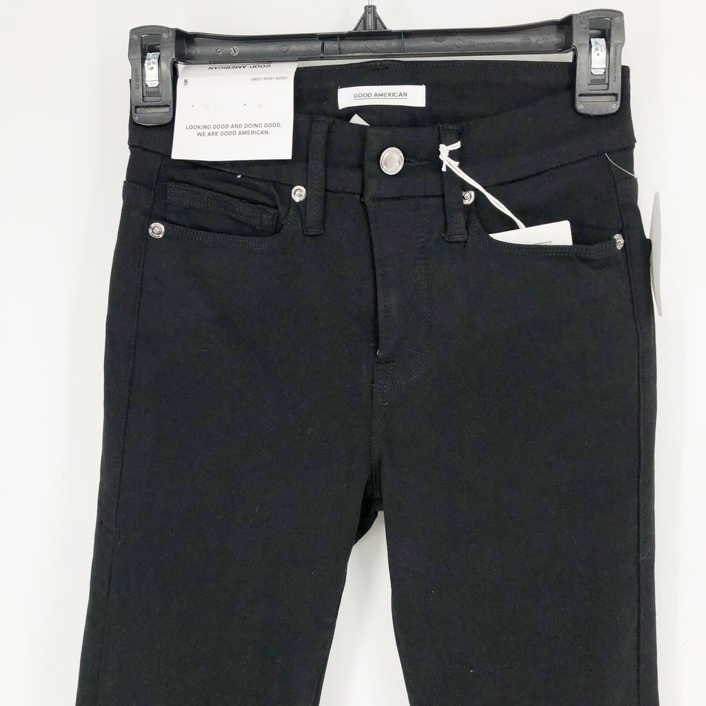 GOOD AMERICAN Womens Good Legs Jeans US 2 26x33 Black Stretch High Skinny NWT