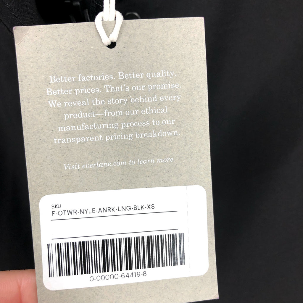 Everlane Womens ReNew Anorak Rain Coat XS Black Water-Repellent Hooded NWT