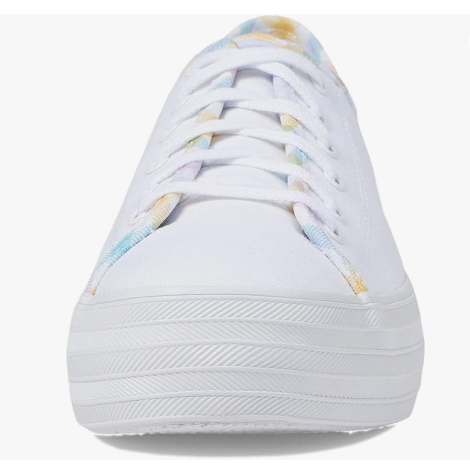 Keds Womens Triple Kick Canvas Sneaker Size 7 White Multicolor Metallic NIB
