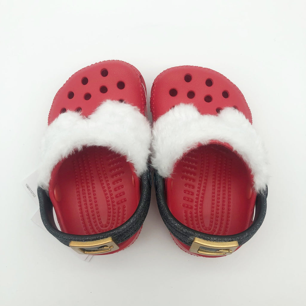 Crocs Santa Classic Clogs Baby/ Toddler C4 Festive Red White Black NWT