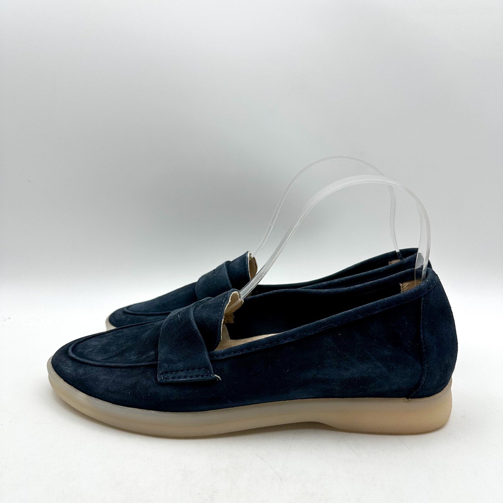 Vaneli Womens Undine Penny Loafers Size 7.5 Navy Blue Suede NWOB
