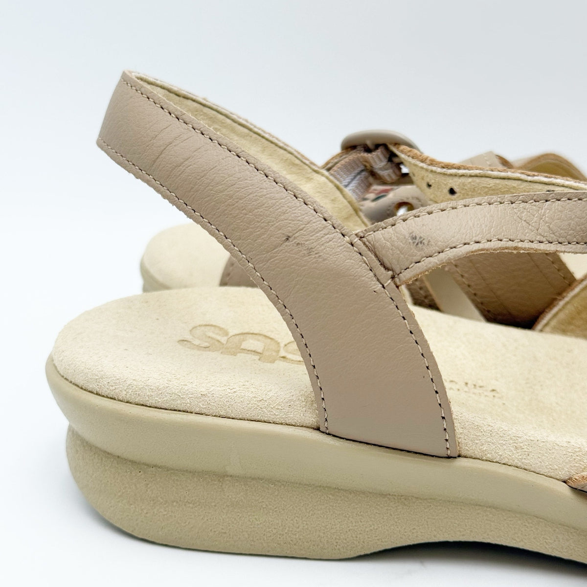 SAS Womens Huarache Sandals Size 7 NARROW Tan Leather Adjustable Strap NWOB