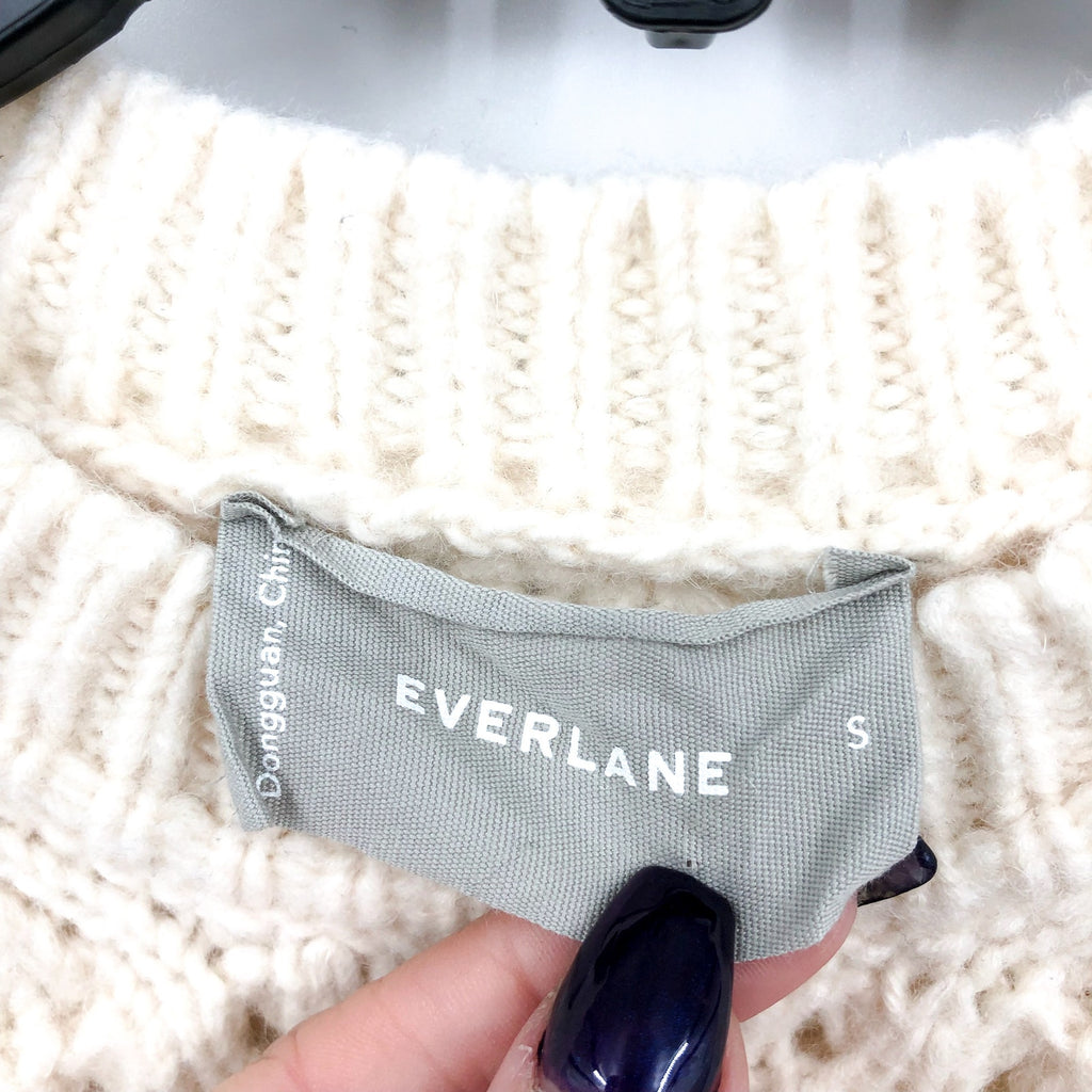 Everlane Womens Cloud Oversized Crew Sweater Small Cream Bone Textured Knit NWOT