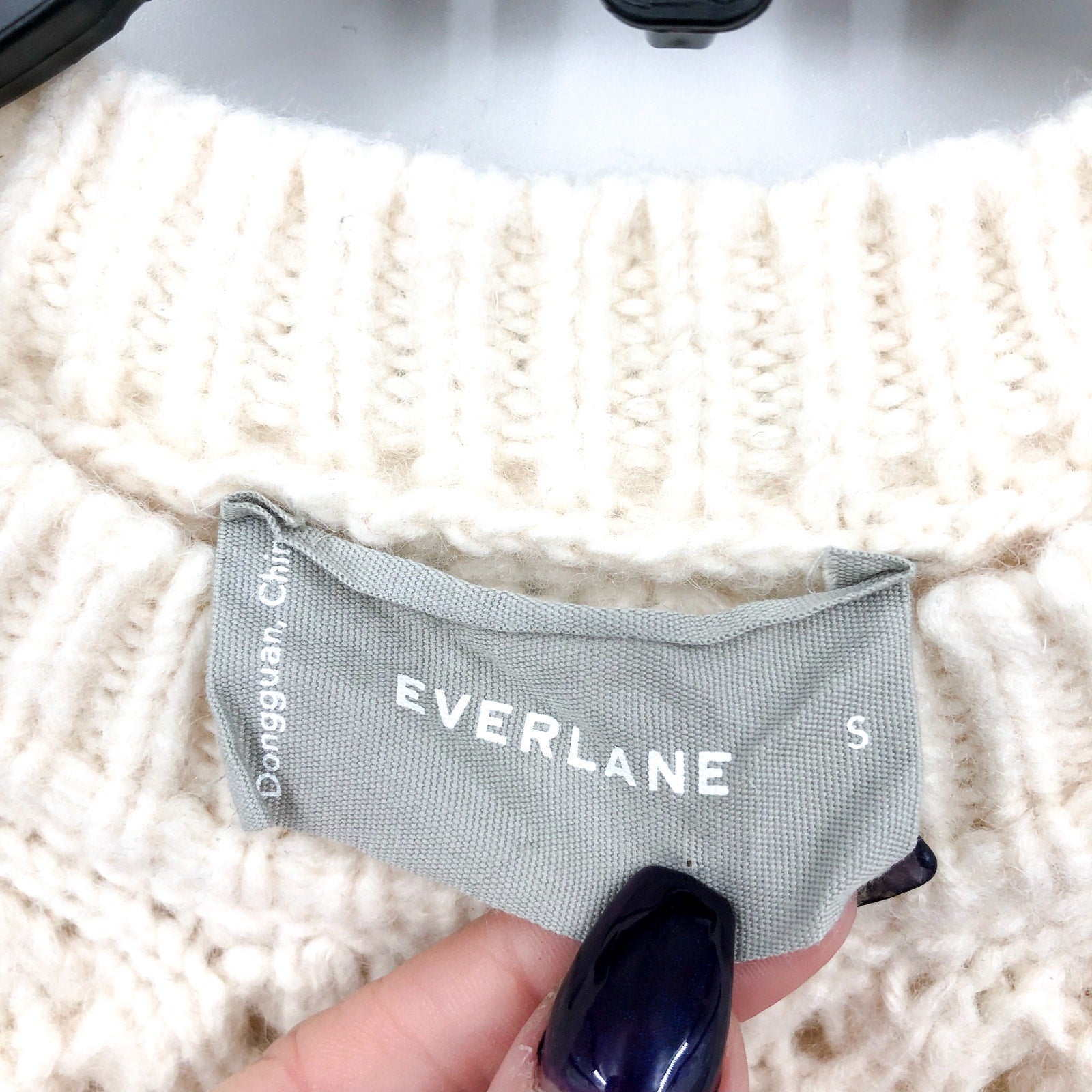 Everlane Womens Cloud Oversized Crew Sweater Small Cream Bone Textured Knit NWOT