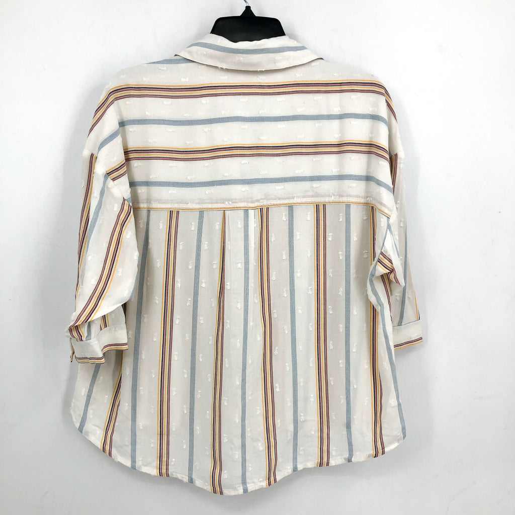 KUT FROM THE KLOTH Zuma Stripe Shirt Small Ivory Gold Rose Buttons NWOT