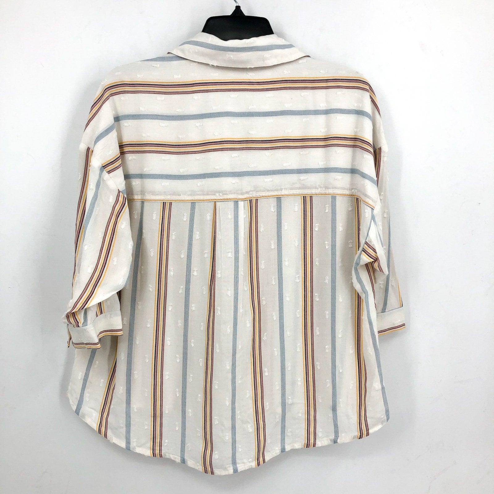 KUT FROM THE KLOTH Zuma Stripe Shirt Small Ivory Gold Rose Buttons NWOT