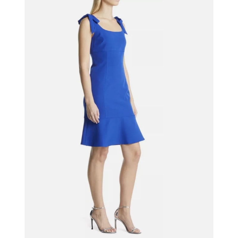 JULIA JORDAN Women's Shoulder Tie Ruffle Hem Sheath Dress Size 6 Royal Blue NWOT
