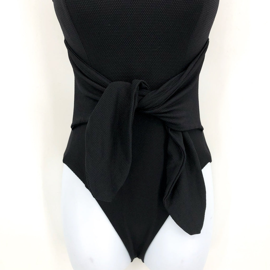 L*SPACE Women's Balboa Classic One Piece Swimsuit XS Black Tie Waist NWT