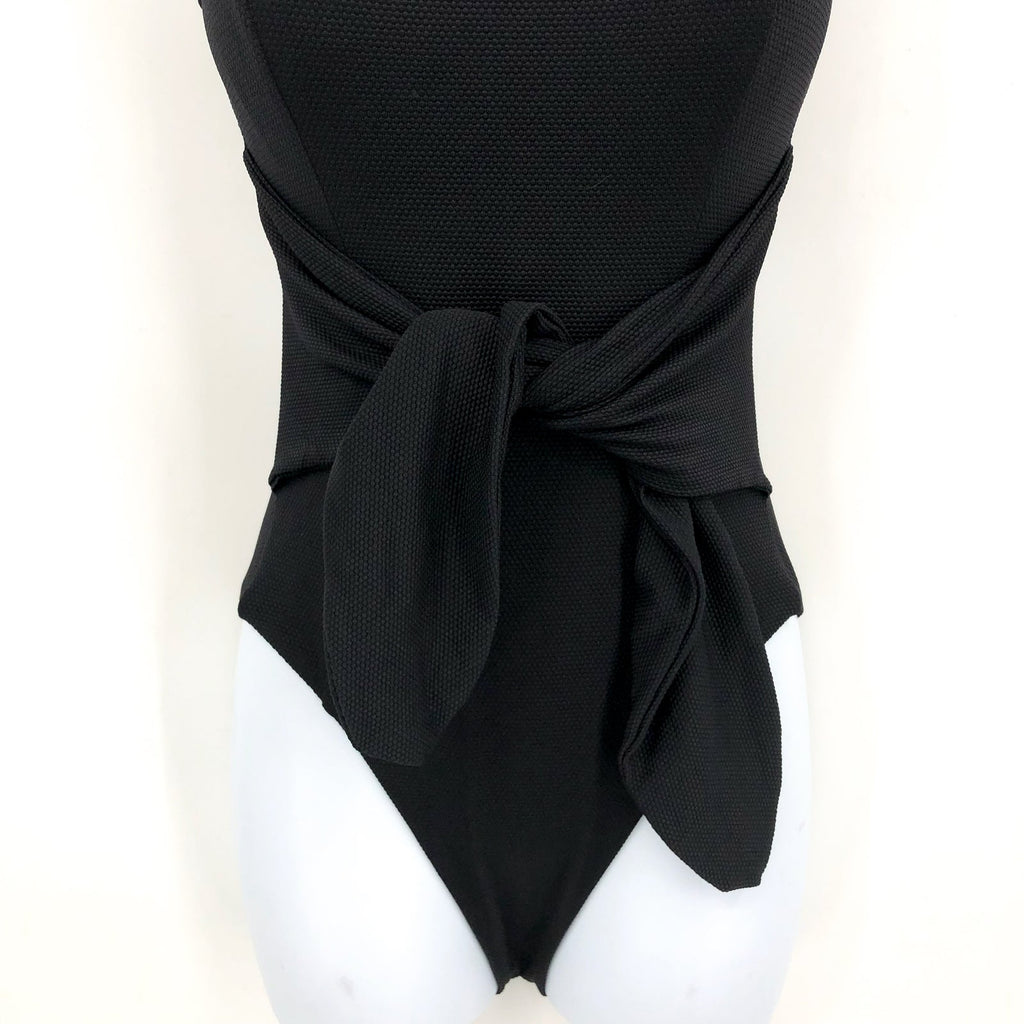 L*SPACE Women's Balboa Classic One Piece Swimsuit XS Black Tie Waist NWT