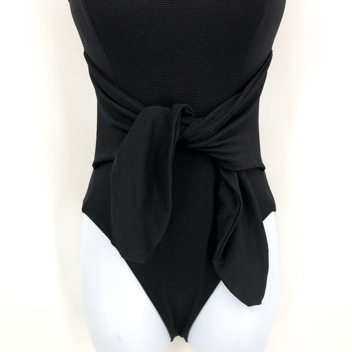 L*SPACE Women's Balboa Classic One Piece Swimsuit XS Black Tie Waist NWT