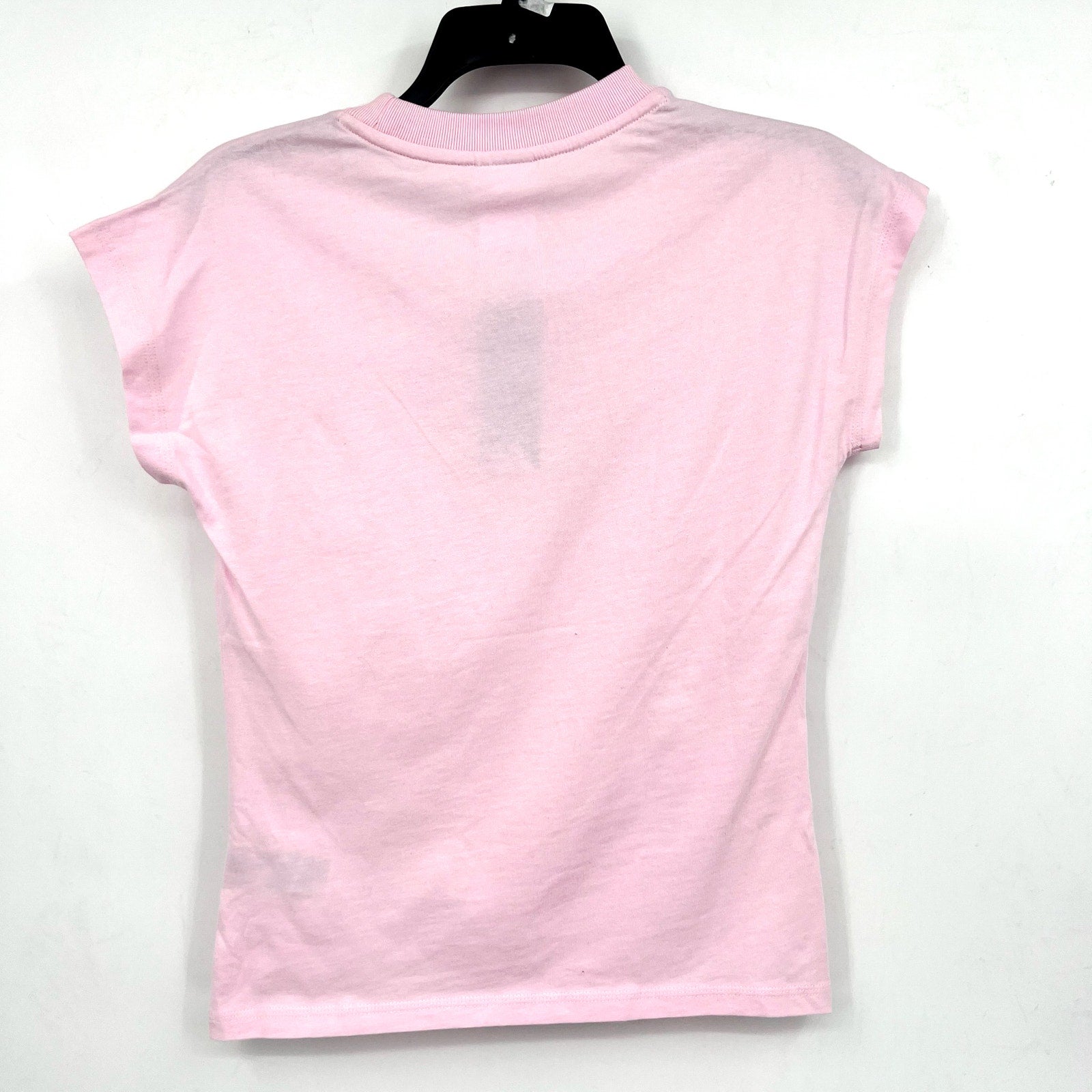 ADIDAS Women's Essentials Linear Cotton Tee Medium Pink White Short Sleeve NWT