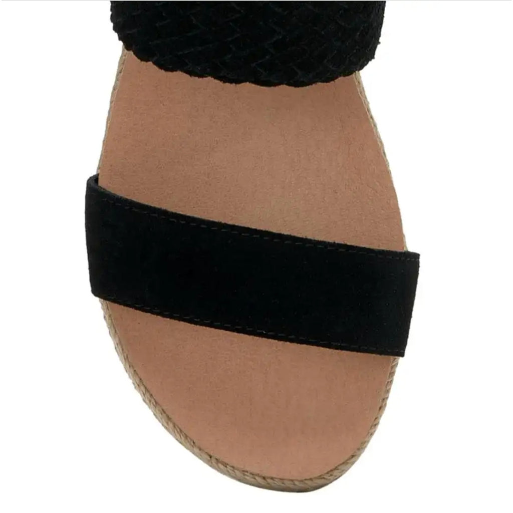 LUCKY BRAND Women's Gloreah Espadrille Sandals Size 8.5 Black Cushioned NWOB